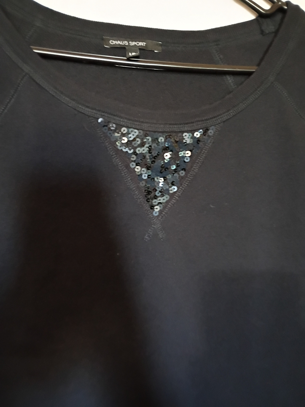 Chaus Sport Women's Black Sequin Sweatshirt Size L - Picture 2 of 5
